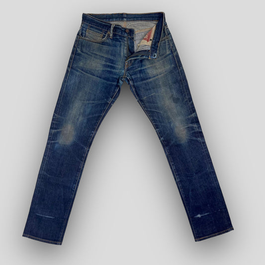 MID-RISE REDLINE SELVEDGE DENIM IN DIRTY FADE