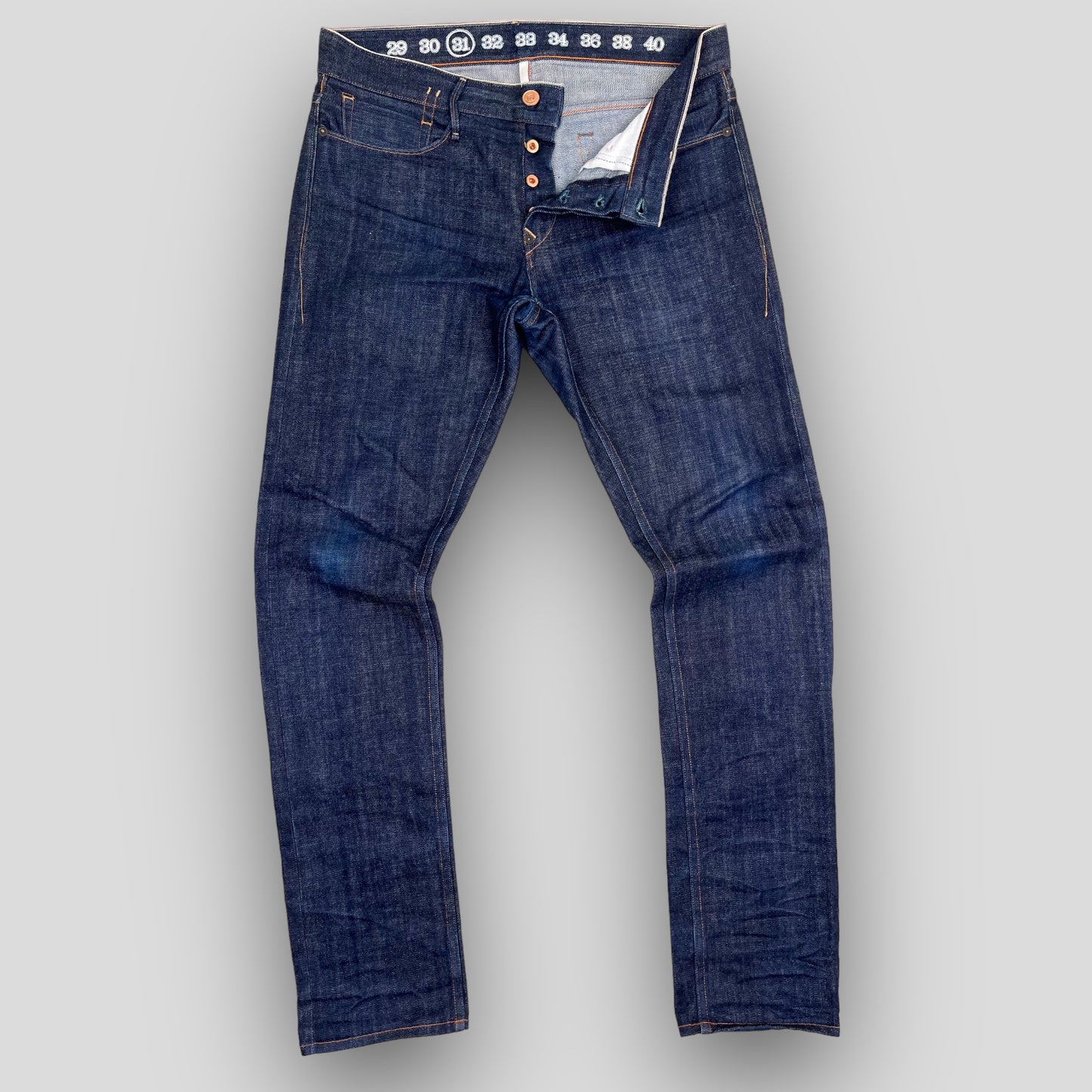 SLIM TAPER FIT HALF SELVEDGE JEANS WASHED ONCE