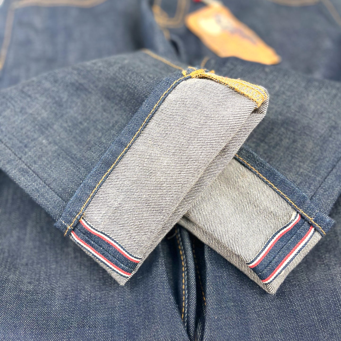 TRUE RELIGION Rocco Phantom Red, White, & Blue ID Raw Selvedge