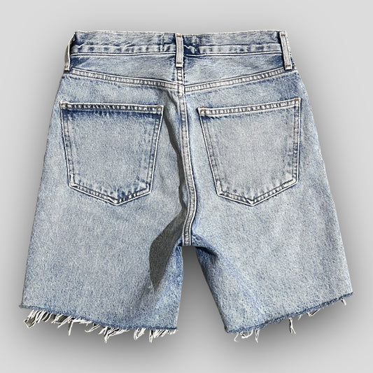 HIGH-RISE CUT-OFF DENIM SHORTS WASHED MEDIUM LIGHT