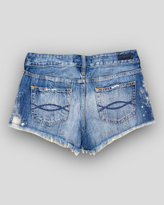 Z-MID-RISE CUT-OFF DENIM SHORTS WASHED MEDIUM DISTRESS